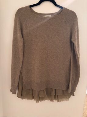 Garnet Hill Taupe Crewneck Sweater